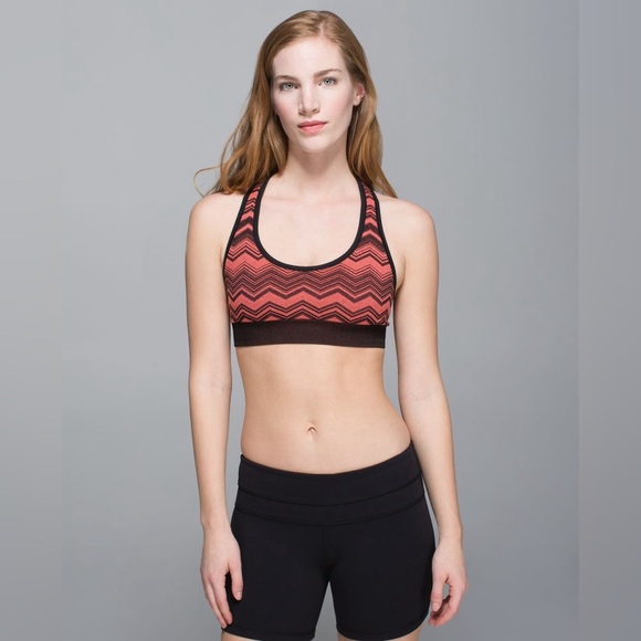 Lululemon Ebb & Flow Racerback Bra Reversible Heathered Electric Coral Size 4 - Picture 5 of 12
